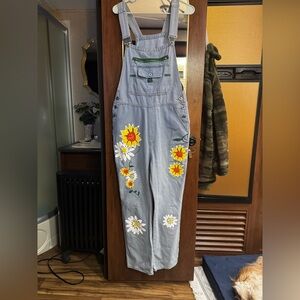 Floral painted Women's Denim Overalls